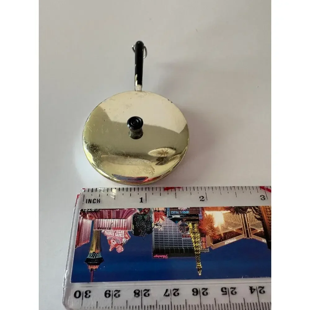 Vintage Acme Mini Frying Pan Fridge Magnet Dollhouse Kitchen Silver Skillet